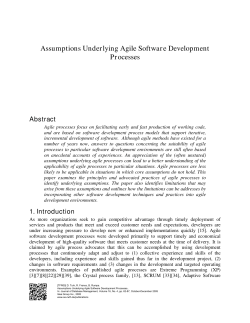 Assumptions Underlying Agile Software Development Processes