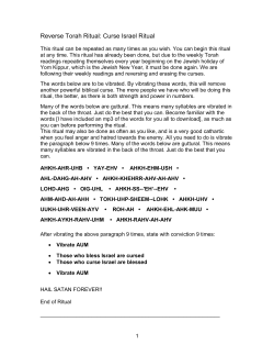 Reverse Torah Ritual: Curse Israel Ritual