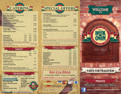 BAKERY BEVERAGES Delivery / Take-Out Menu