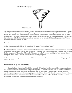 Introductory Paragraph &ldquo;FUNNEL IN&rdquo; The introductory paragraph is