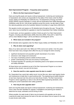Dam Improvement Program &ndash; Frequently asked questions