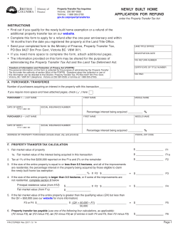 Newly Built Home Application for Refund