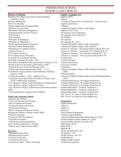 FISHERS HIGH SCHOOL SENIOR CLASS CHOICES