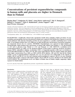 Concentrations of persistent organochlorine compounds in human