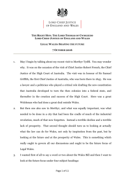 Speech by the Lord Chief Justice: Legal Wales