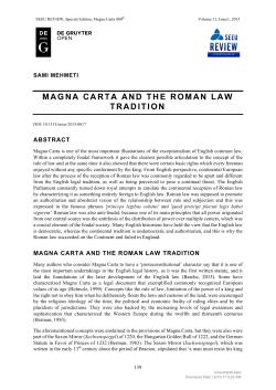 MAGNA CARTA AND THE ROMAN LAW TRADITION