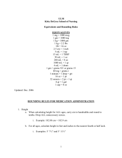 1 ULM Kitty DeGree School of Nursing Equivalents and Rounding