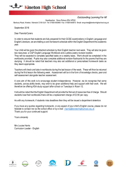 English Core Homework Letter Year 11