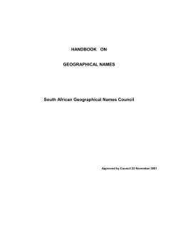 HANDBOOK ON GEOGRAPHICAL NAMES South African