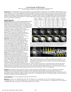 Towards Dynamic 3D MRI of Speech 294 Proc. Intl. Soc. Mag
