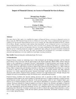 Impact of Financial Literacy on Access to Financial Services in Kenya