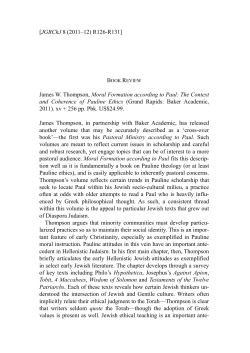 James W. Thompson, Moral Formation according to Paul