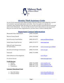 Identity Theft Assistance Guide Important Contact Information