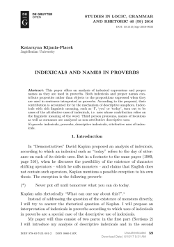 INDEXICALS AND NAMES IN PROVERBS