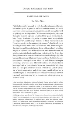 Pernette du Guillet (ca. 1520&ndash;1545) The Other Voice