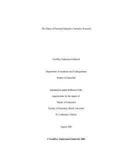 The Ethics of Personal Subjective Narrative Research Geoffrey