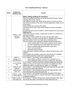 Year 4 Spelling Planning - Spring 1