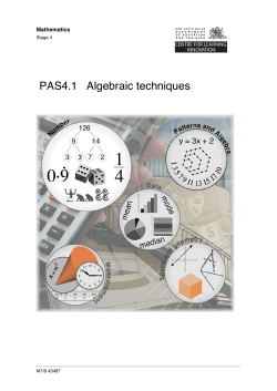 PAS4.1 Algebraic techniques - NSW Department of Education