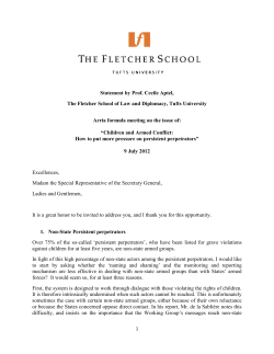 Statement by Prof. Cecile Aptel, The Fletcher School of Law and