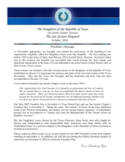 The Daughters of the Republic of Texas The San Jacinto Dispatch