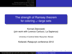 The strength of Ramsey theorem for coloring &ndash;large sets