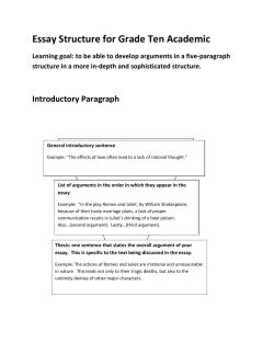 Essay Structure for Grade Ten Academic