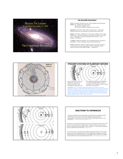 Physics 5A Lecture The Copernican Revolution