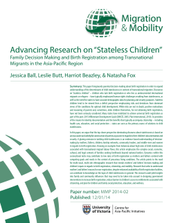 Advancing Research on &ldquo;Stateless Children&rdquo;