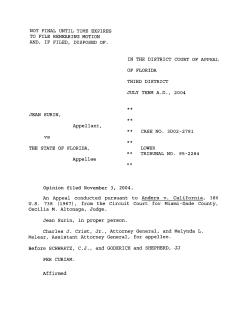 OF FLORIDA Appellant, CASE NO. 3DO2
