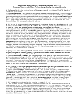 Questions and Answers about US Involvement in Vietnam (1954