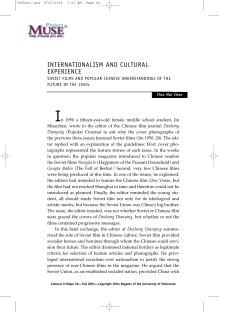 INTERNATIONALISM AND CULTURAL EXPERIENCE