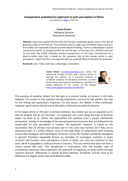 Comparative evolutionary approach to pain perception in fishes