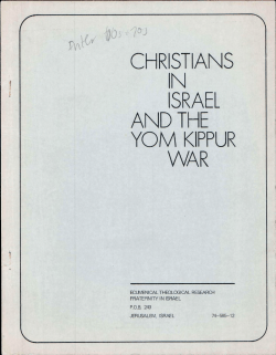 CHRISTIANS IN ISRAEL AND THE YOM KIPPUR WAR