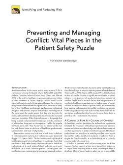 Preventing and Managing Conflict: Vital Pieces in the Patient Safety