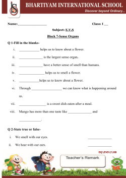 Block 7-Sense Organs Q 1-Fill in the blanks
