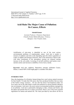 Acid Rain-The Major Cause of Pollution