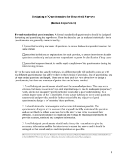 Designing of Questionnaire for Household Surveys
