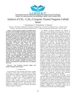 Analysis of CH4 - C4H10 Cryogenic Treated Tungsten