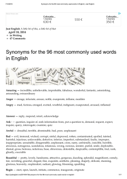 Synonyms for the 96 most commonly used words in English