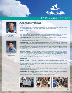 Management Message - Aloha Pacific Federal Credit Union