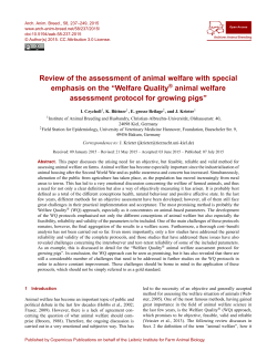 Review of the assessment of animal welfare with special emphasis