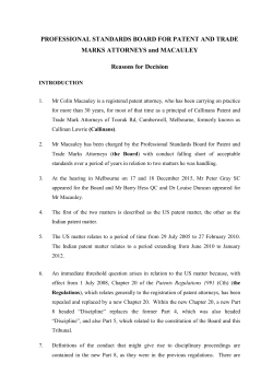 Disciplinary Tribunal decision - PSB vs Macauley - Trans