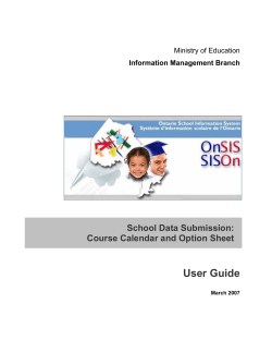 Course Calendar and Option Sheet - Ministry of Education