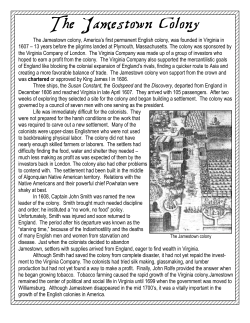 Jamestown Assignment - Wyoming City Schools