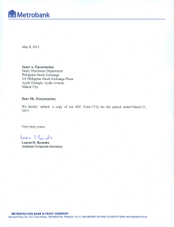 For the Quarter Ended March 31, 2013