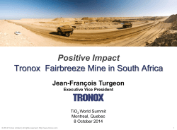 Positive Impact Tronox Fairbreeze Mine in South Africa