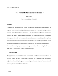 The French Reflexive and Reciprocal se - Archipel