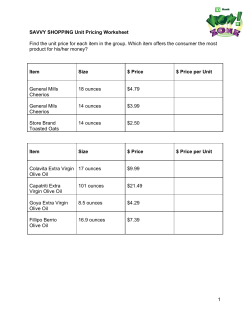 Savvy Shopping Unit Pricing Worksheet (Students)