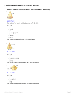 12-4 Volume of Pyramids, Cones and Spheres
