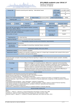 SYLLABUS academic year 2016/17